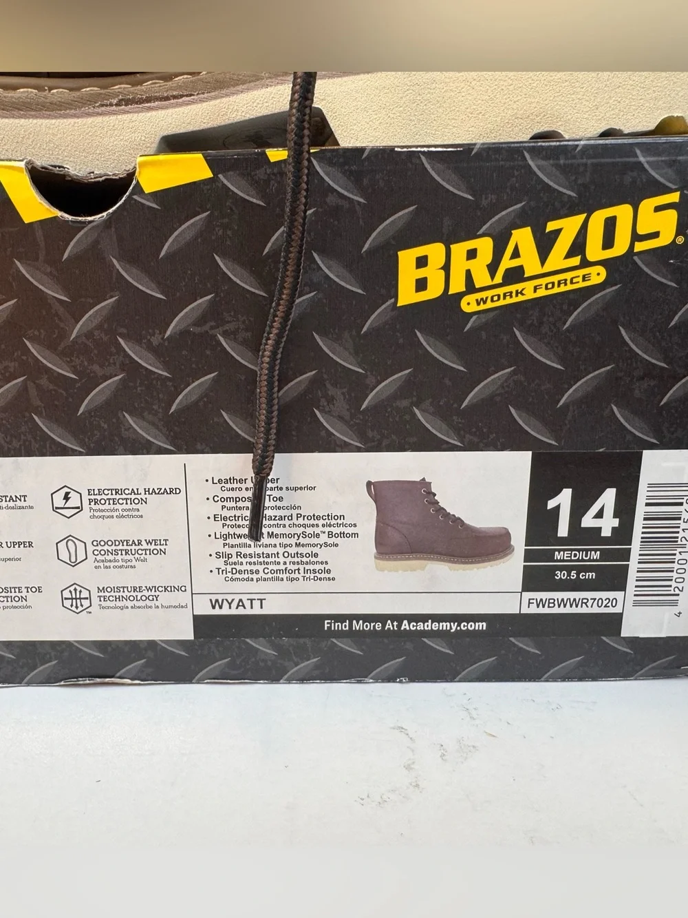 Brazos Men's Wyatt EH Composite Toe Lace Up Work Boots/EH/ SR/ Size 14